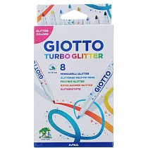 Набор фломастеров цветных Giotto Turbo Glitter, с блестящими чернилами, 8 цветов, картонная коробка